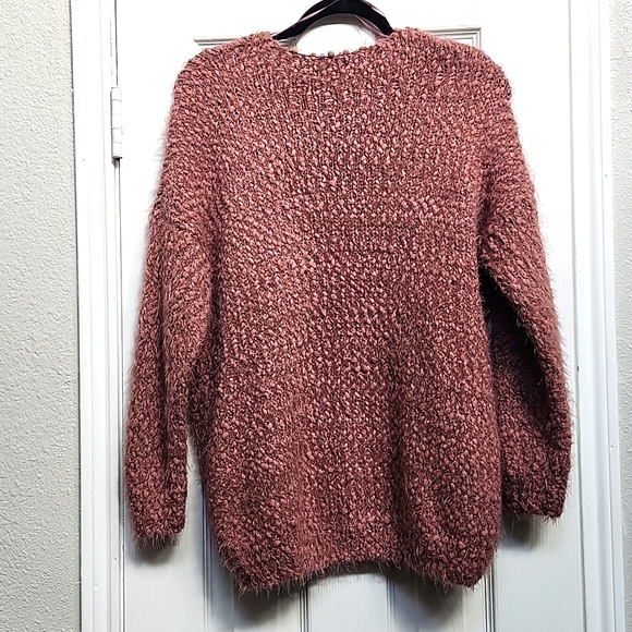 Altar'd State Mauve Pull-over V-neck Sweater, Size M/L - Picture 5 of 8